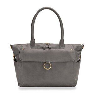 Levenger Sydney Satchel 2.0 Full Grain Leather Shoulder Purse AL13590 BK Gray